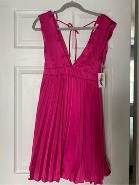 Pink Pleated Mini Dress